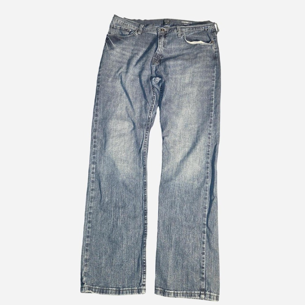 Nautica Mens Blue Straight Fit Stretch Jeans 36x32 Medium Wash Denim